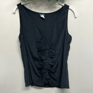 J. Crew Darla Ruffle 100% Silk Sleeveless Cami Tank Blouse Black 8